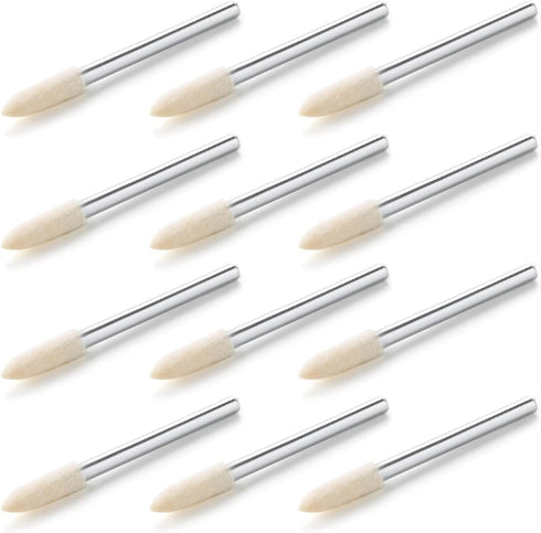 Utoolmart 4mm Wool Felt Mounted Points Conical Polishing Bits Burrs Buffing Wheels Grinding Head with 1/8" Shank 12 Pcs...